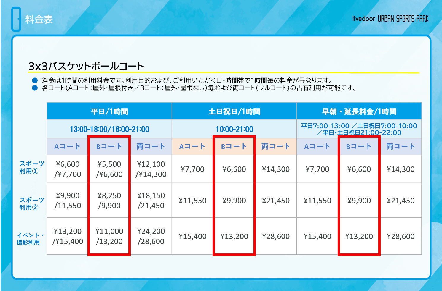 ③3x3バスケットボールコート(Bコート 屋外・屋根なし)1