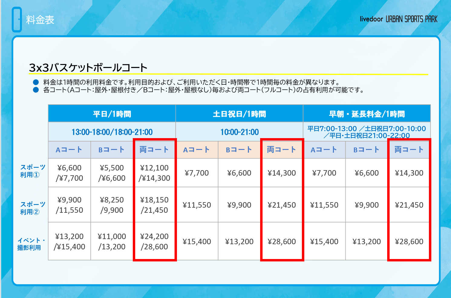 ③3x3バスケットボールコート(両コート・フルコート)1